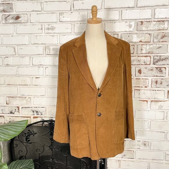Vintage Other - Vintage 70s Pioneer Wear Tan Brown Corduroy Casual Two Button Suit Jacket